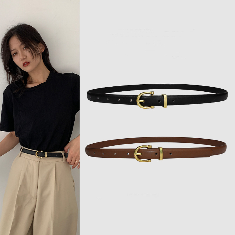 2022 new student fashion simple thin belt female retro Denim Korean trend Net red pants belt wholesale