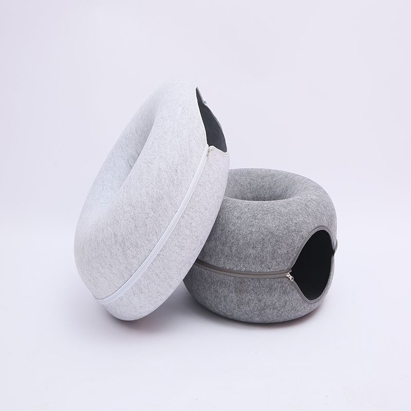 Picture of Double-layer net red donut pet nest four seasons universal detachable play and sleep integrated semi-enclosed felt cat nest