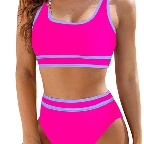 Picture of 2025 bikini new color matching sports style sexy split cross-border AliExpress high waist vest swimsuit wholesale