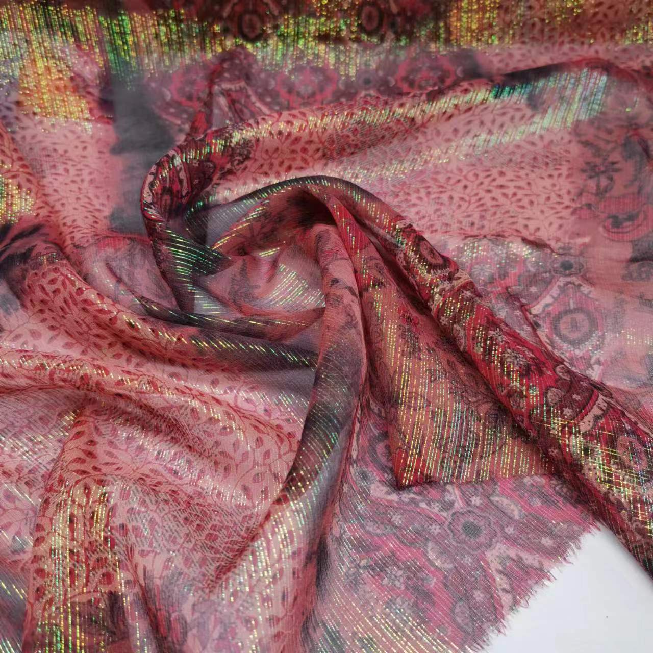 Special Price Mulberry Silk Jokey Fabric 8 Mm Color Silk Ethnic Style Printed Bling Hanfu Breathable Fabric