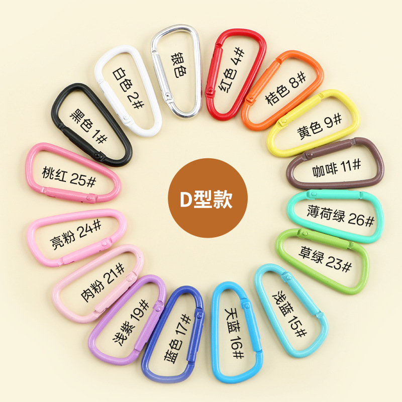 Picture of Factory wholesale color alloy quick-hanging buckle paint macaron yellow keychain gourd-shaped D-shaped carabiner
