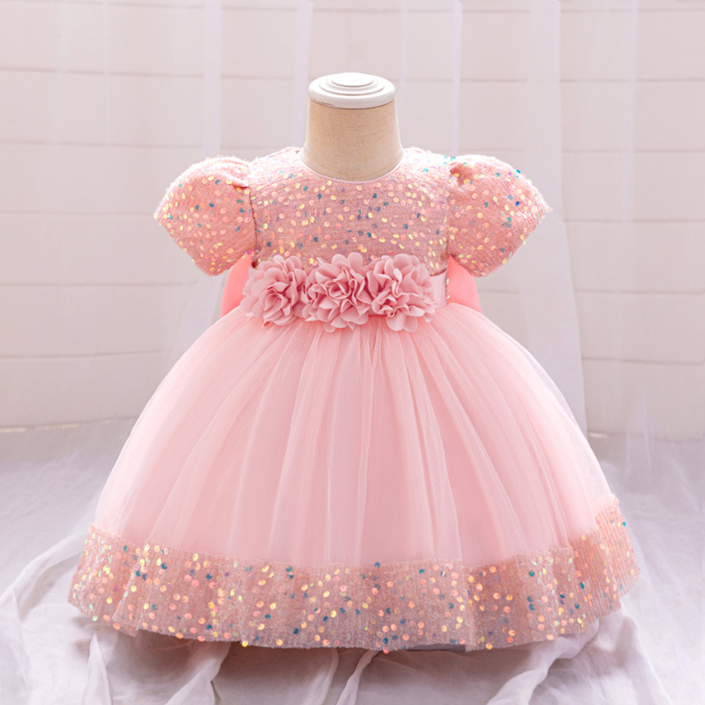 Picture of Foreign Trade Cross-border New Children's Princess Dress Sequin Mesh Girls' Wedding Dress Host Performance Dress