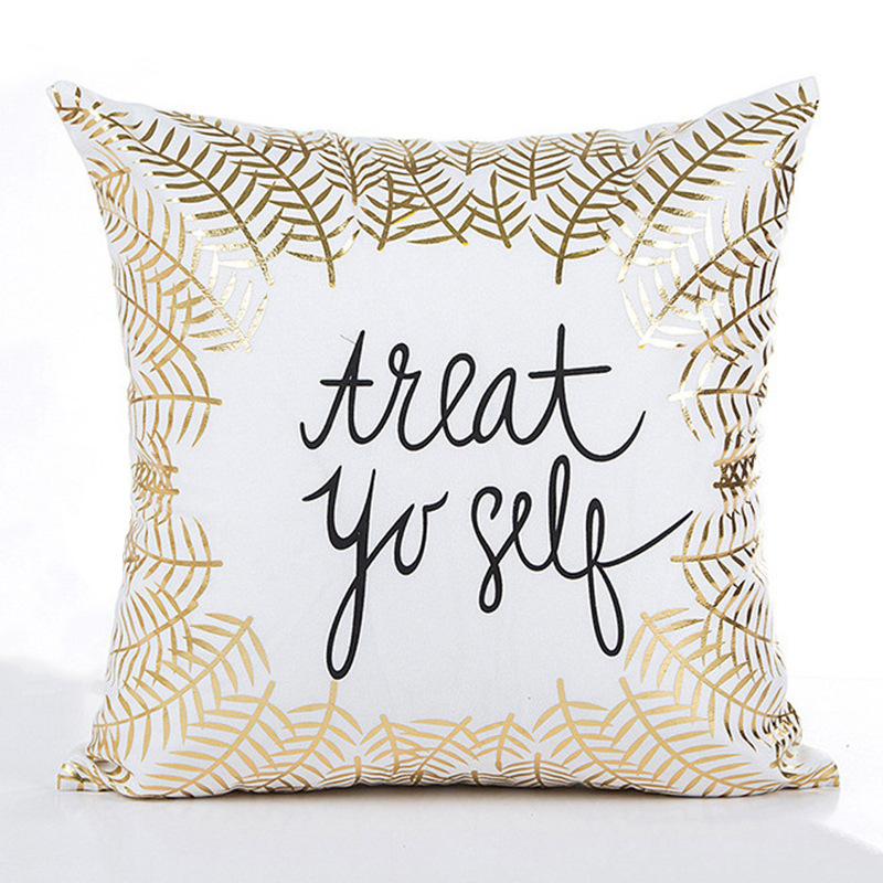 Picture of Cross-border Amazon New Geometric Bronzing Proverbs Super Soft Short Plush Pillow Bedroom Sofa Removable and Washable Cushion Cover