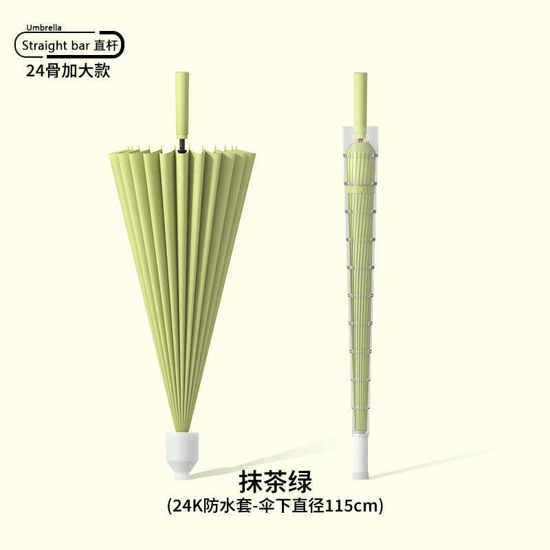 Picture of 24-bone umbrella automatic umbrella large oversized factory large wholesale straight rod long handle umbrella sunny and rainy dual-use printed logo