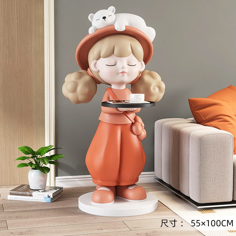 Picture of [Storage Speaker] Cream Style Girl Floor-Standing Ornament Home Decoration Living Room Tv Cabinet Next to Sofa Gift