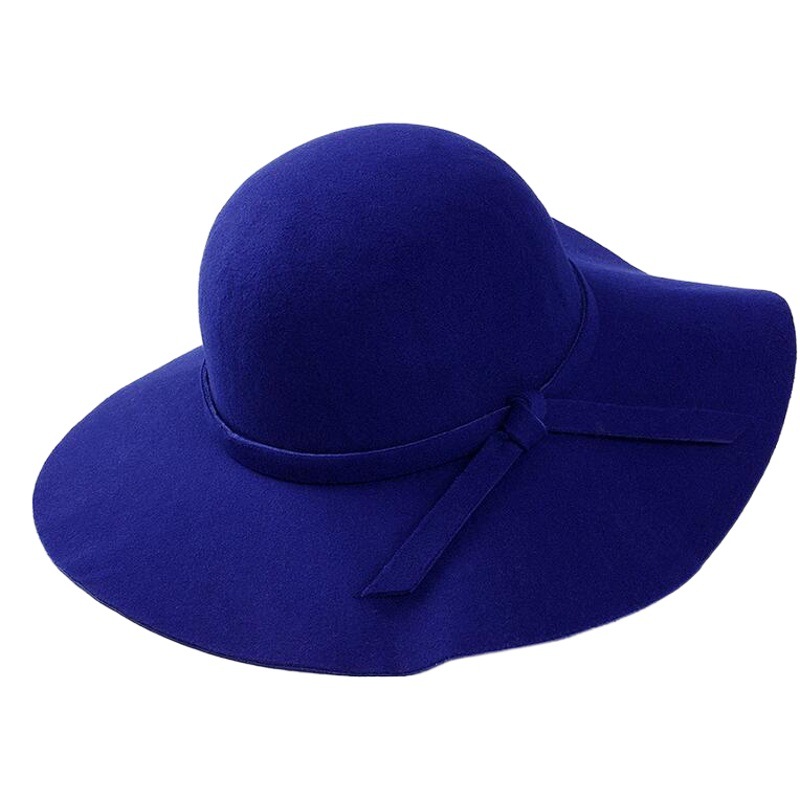Spring and Autumn Wave Big Brim Big Rim Vintage Imitation Wool Woolen Hat Topper Women's Fashion Hat Stage Hat