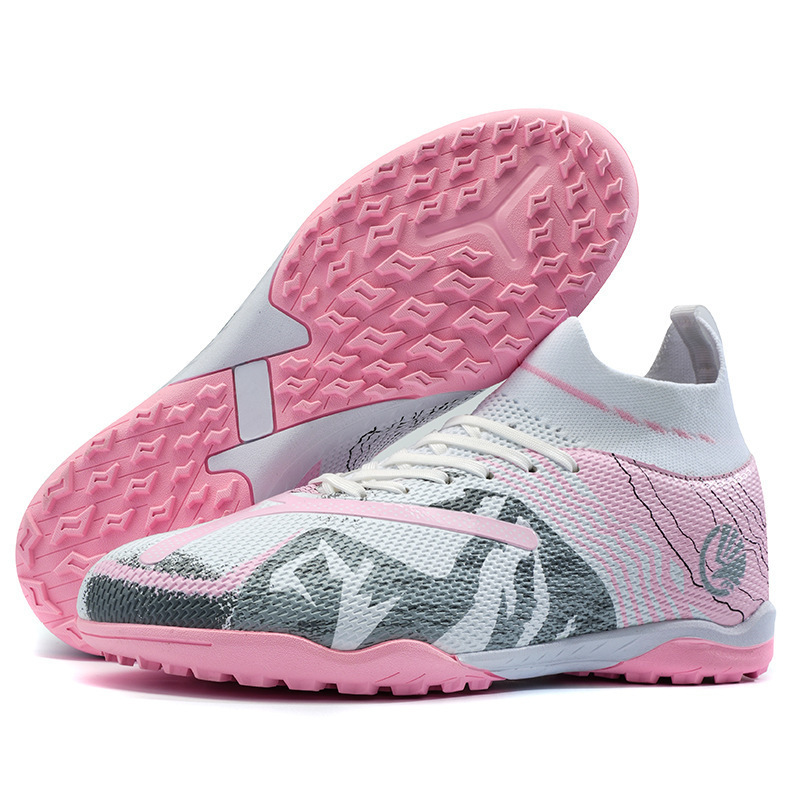 Cross-Border Export 2025 New High-Top Football Shoes for Teenagers Ag Long Spikes Tf Broken Spikes Kidsren's Training Sports Shoes