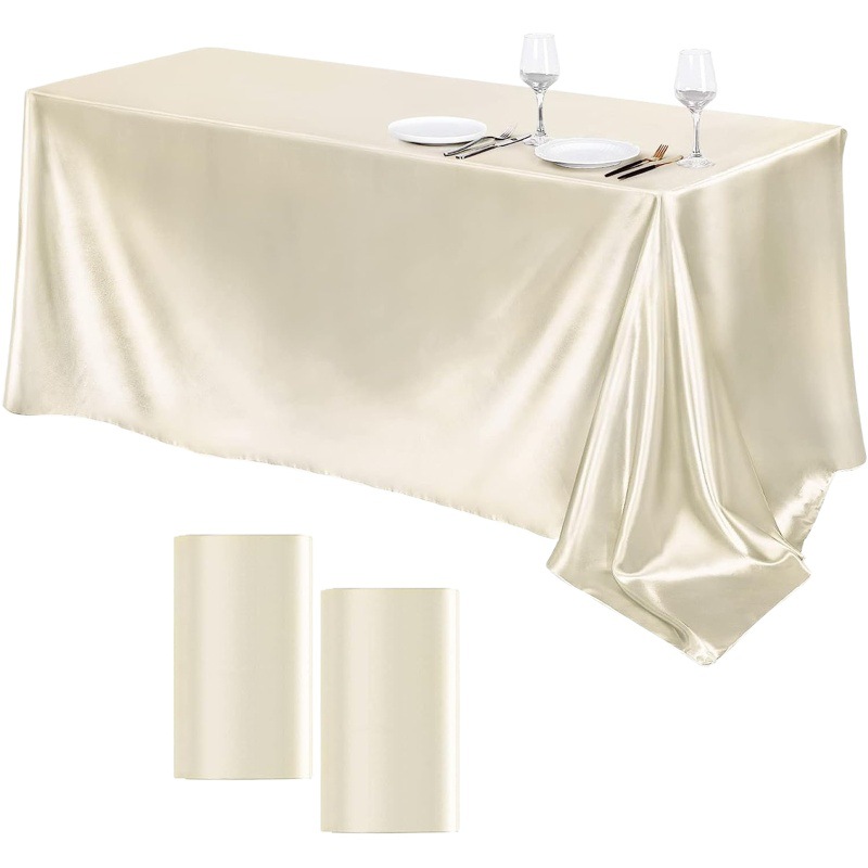 Cross-border High-end Hotel Banquet Wedding Site Solid Color Rectangular Gloss Satin Cloth Tablecloth Satin Tablecloth