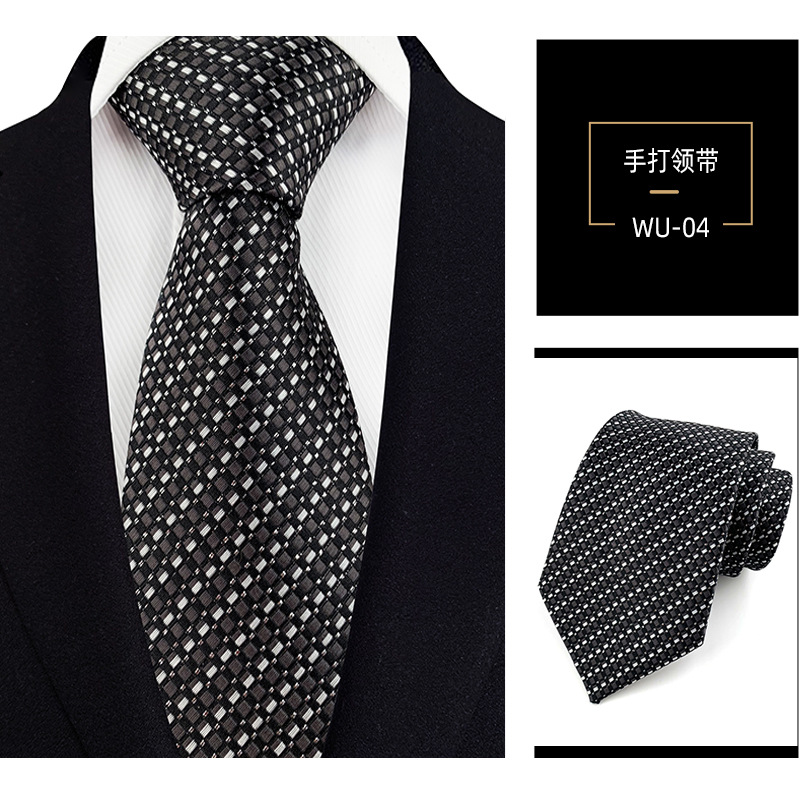 Picture of Men's Tie Jacquard Silk 8cm Hand Tie Professional Dress Interview Business Stripe Tie Men's in stock Wholesale