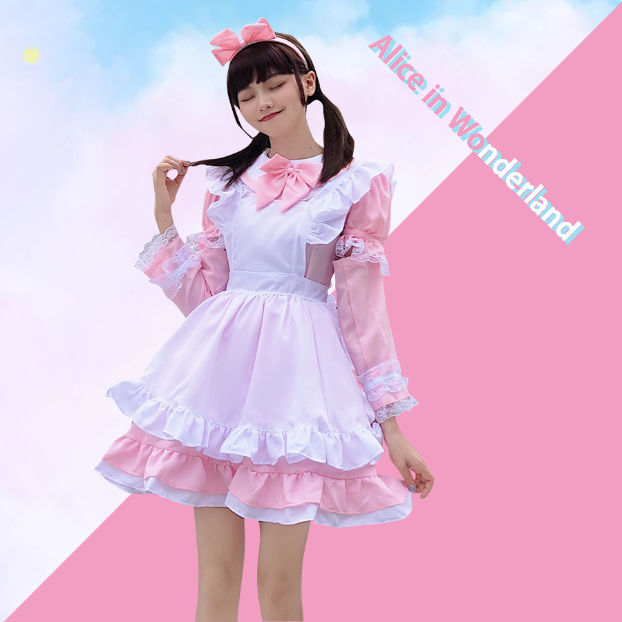 Alice in Wonderland Cosplay Costume Internet Celebrity Bestie Outfit Lolita Soft Girl Maid Sleeves Detachable Three-Color Female