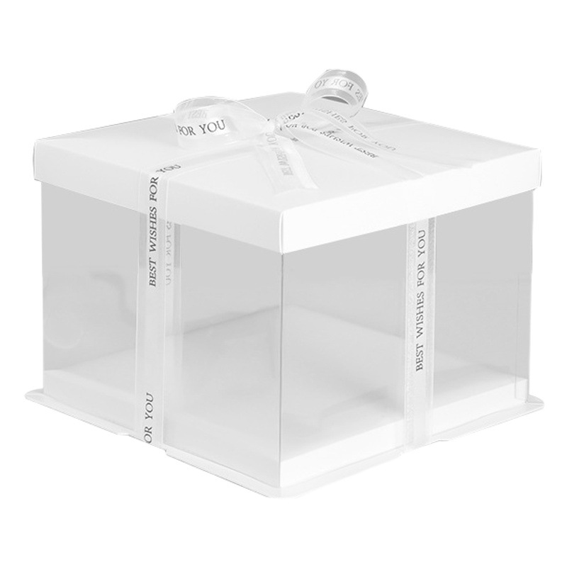 White cover transparent Cake Box 4-inch 6-inch 8-inch 10-inch 12-inch birthday cake box baking box wholesale