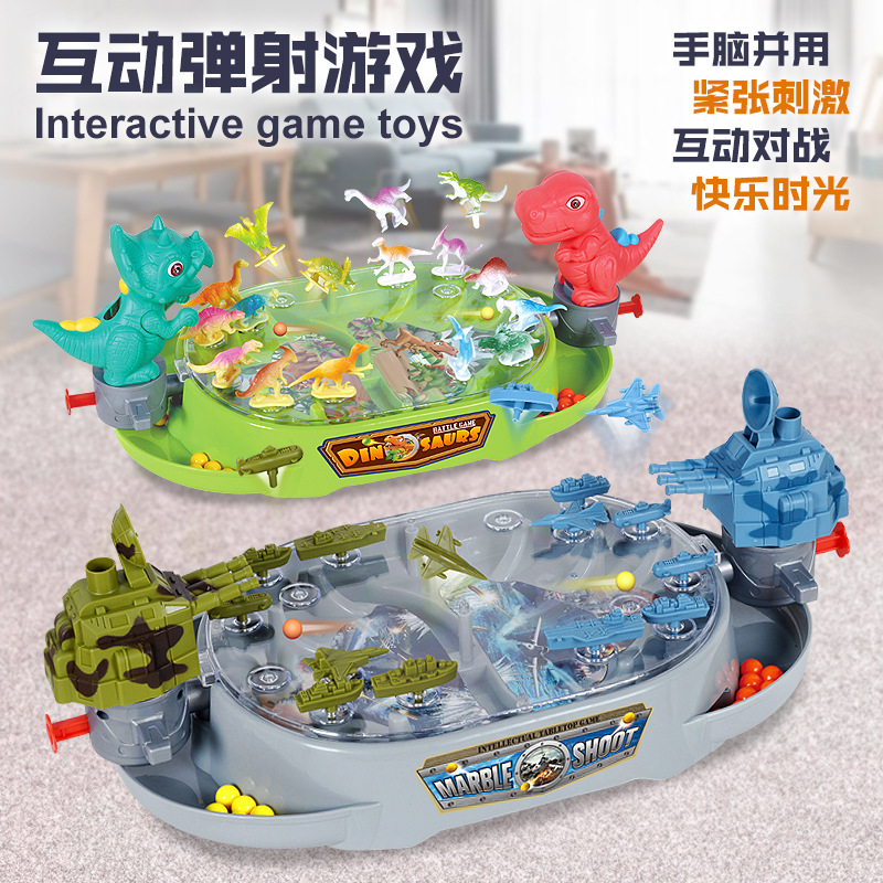 Strict Selection of Cross-border Desktop Dinosaur Double Player Parent-Child Interactive Game Children's Ejection Bead Educational Toys