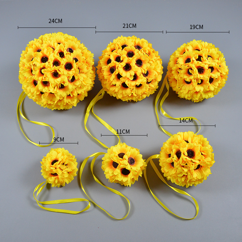 Simulated Sunflower Flower Ball Forest Wedding Arrangement Small Sunflower Ball Flower Wall Shooting Background Decorative Flower Ball Wholesale