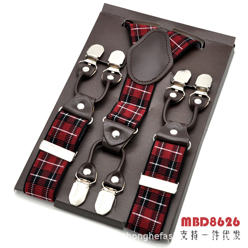 Picture of Cross-Border Supply Men's Suspenders Six-Clip Suspenders Elastic Adjustable Fat People Suspenders Men and Women Suspenders