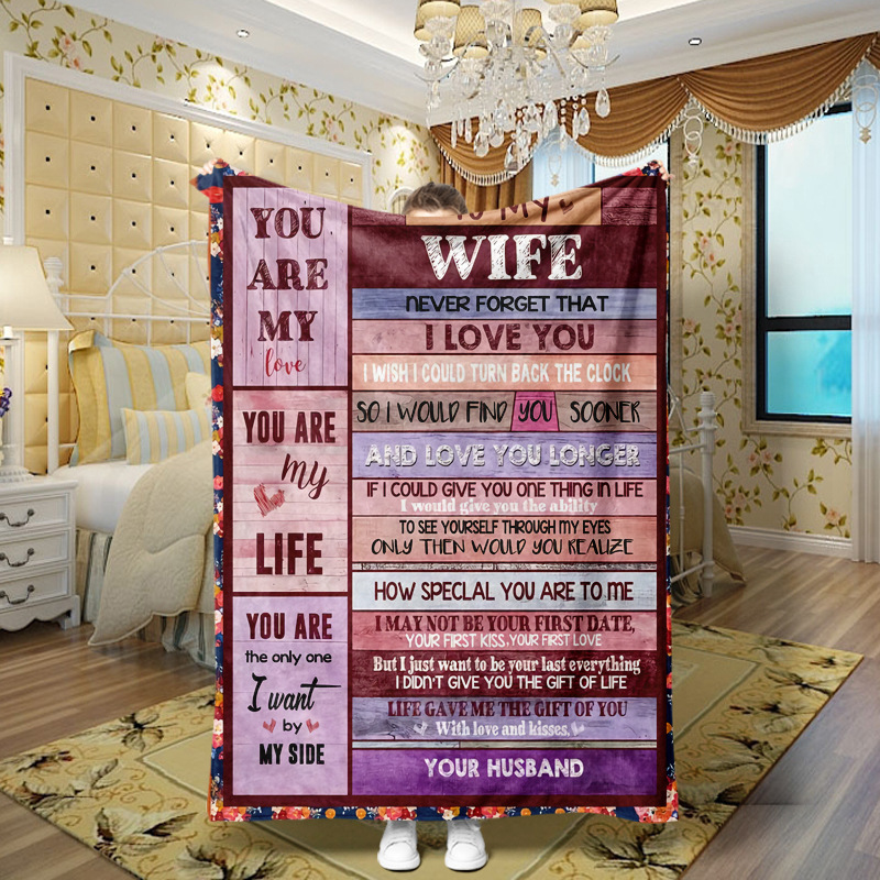 Picture of Family love teachers and students girlfriends love message flannel blanket summer air conditioning blanket autumn and winter nap printing blanket