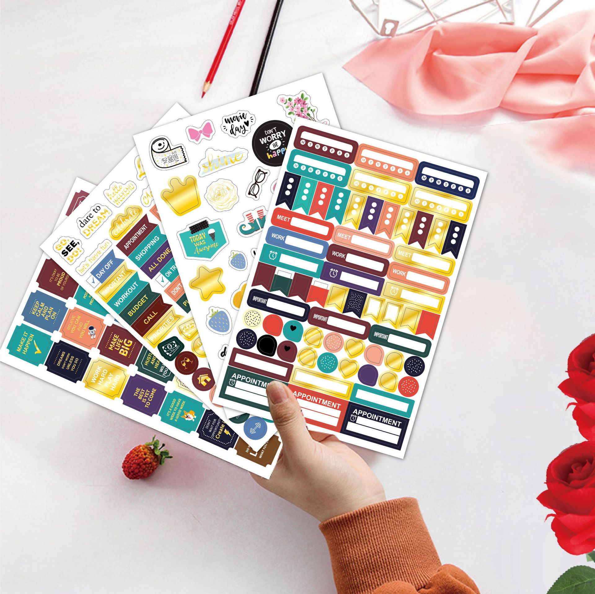 PLANNER STICKER business theme planning stickers note stickers creative bronzing planning stickers
