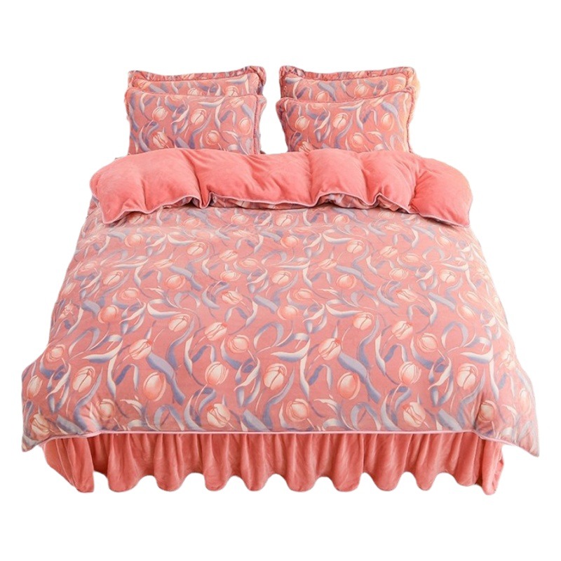 Milk velvet four-piece set Winter high weight thickened thermal set wholesale machine washing dormitory home bed multi-piece set