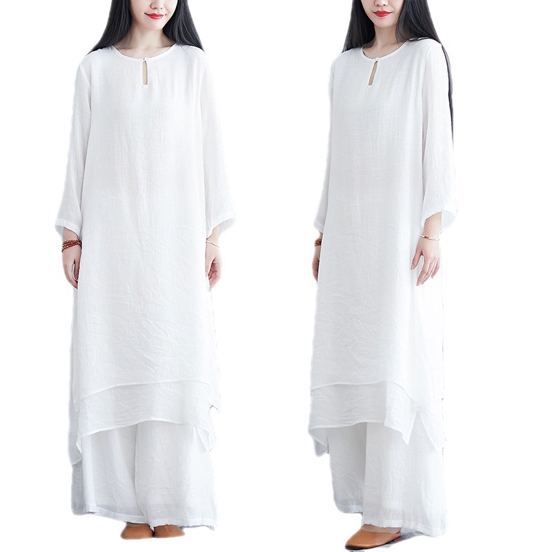 Picture of 2023 autumn and winter new ethnic style tea clothes women's sweet fairy artistic suit women's retro Zen Chinese style women's clothing
