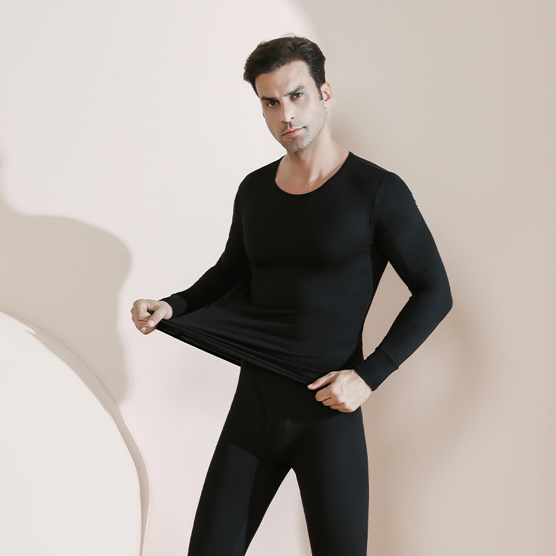 Autumn and Winter New European Size Thermal Underwear Set for Men, Thin Style, Original Foreign Trade Large Size, Stretchy and Warm