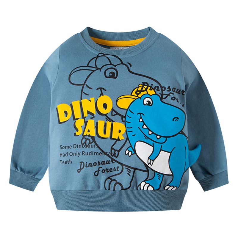 2025 Autum New Be Top Kidsren's Cartoon Stereo Dinosaur Boys' Sweatshirts Pure Cotton Round Neck Clothes Knitwears