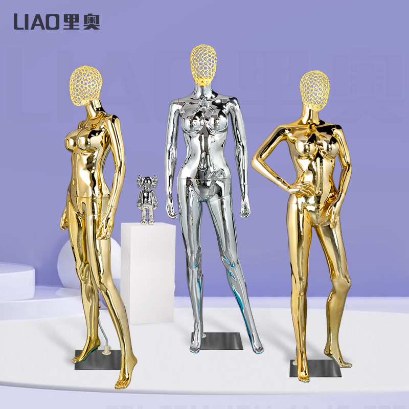 2025 new metal wire head hollow plating big chest female model display high quality women's window frame human body