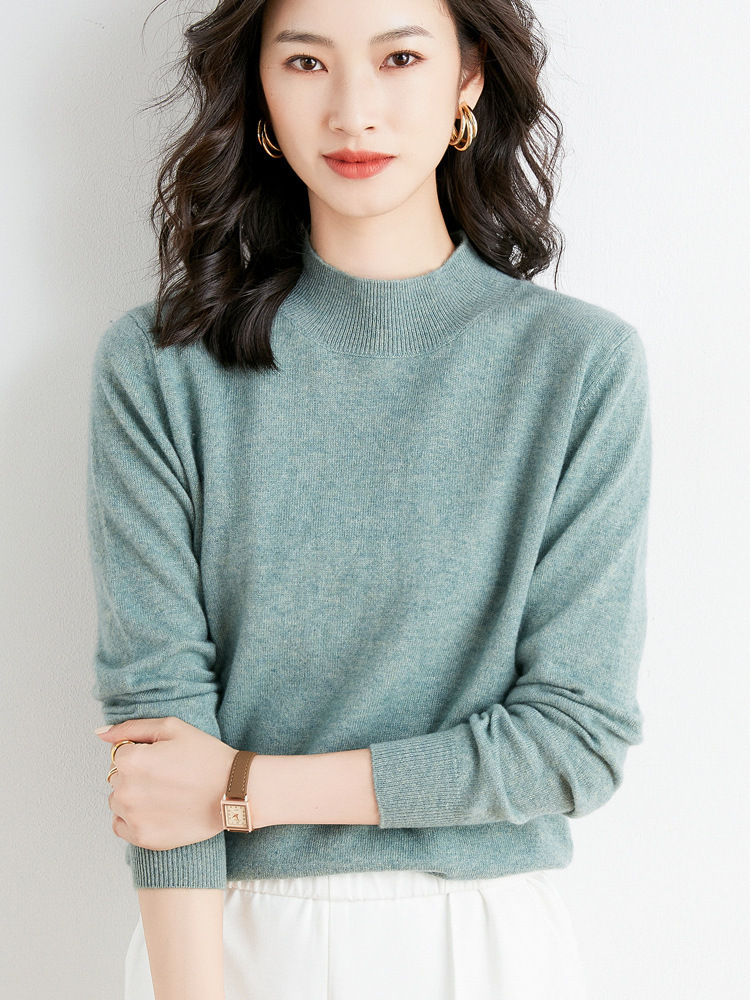 Picture of 2022 Spring and Autumn New Women's Loose Half-turtleneck Wool Knitwear Pullover Base Shirt Sweater