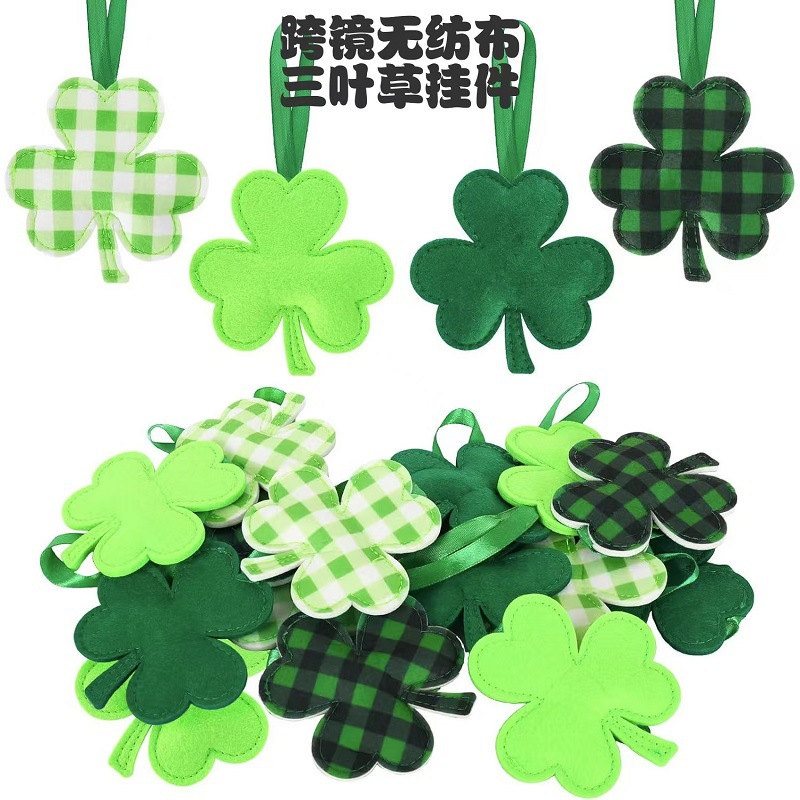 Cross-border Felt Clover Decoration Pendant Stereo Decoration Patrick Carnival Hanging Party Flag