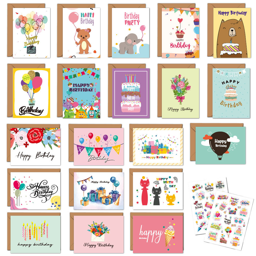 Picture of Cross-border Happy Birthday Card Instagram Children's DIY Combination Set with Envelope Handwritten Small Blessing Birthday Greeting Card