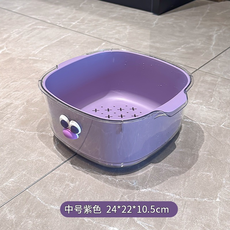 Picture of Double Layer New Dopamine Drain Basket Cute Household Fruit and Vegetable Cleaning Basket Two-in-One Thickened Vegetable Washing Basket