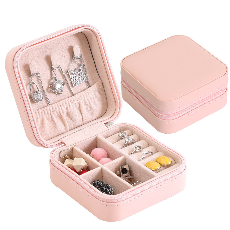 Picture of Jewelry Storage Box Pu Large Capacity Jewelry Packaging Earrings Necklace Portable Travel Jewelry Box Wholesale Zipper
