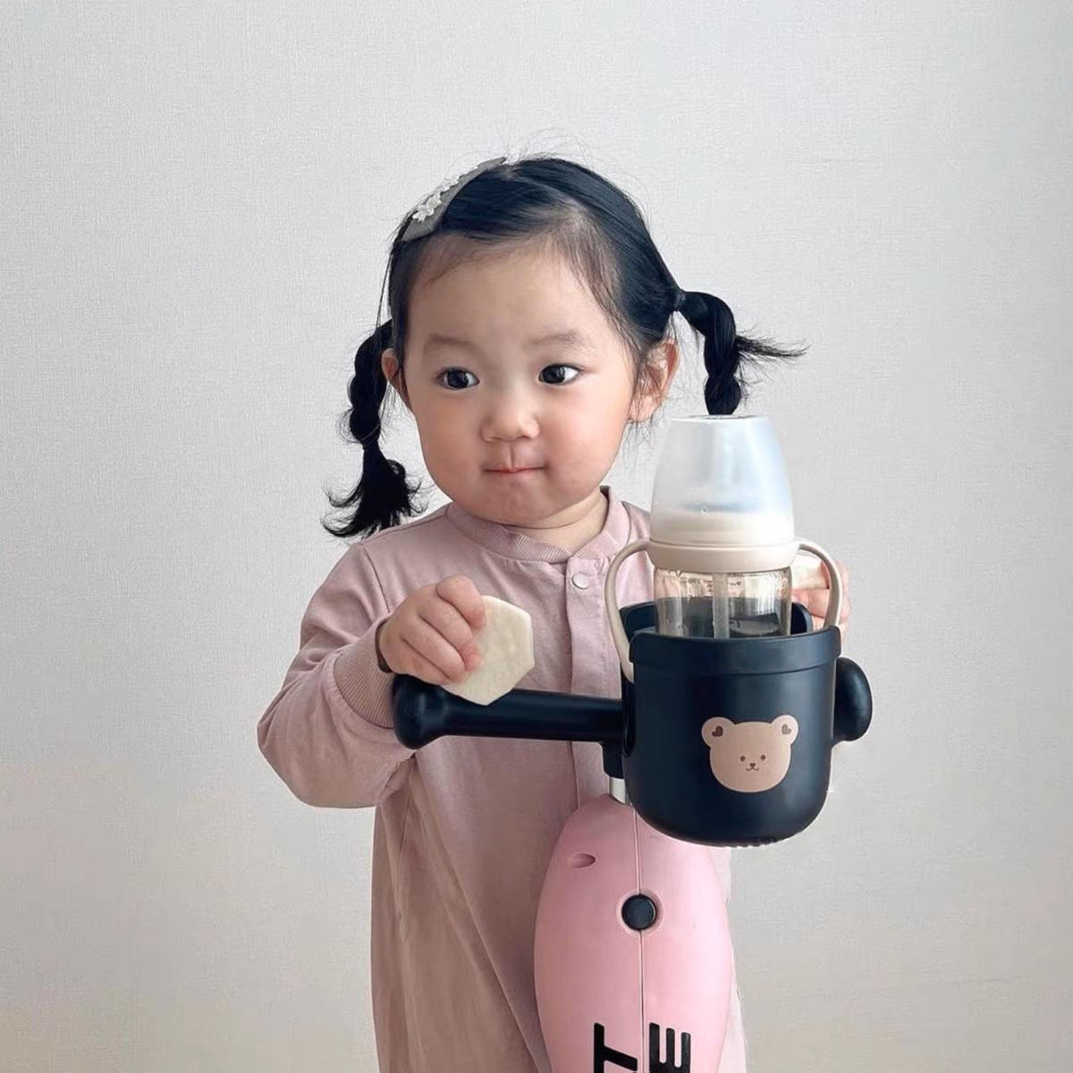 Picture of Ins Baby Stroller Bear Cup Holder Adjustable Baby Children Cup Holder Milk Bottle Milk Tea Universal Accessories Rack