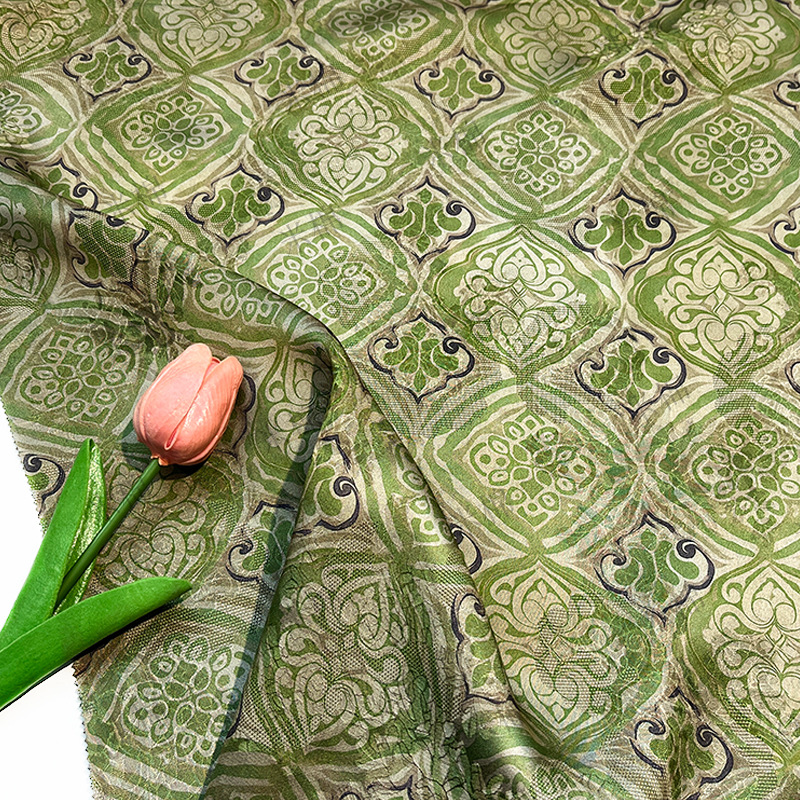 Cui Yun retro new Chinese style silk jacquard fragrant cloud gauze fabric vest shirt cheongsam handmade fabric