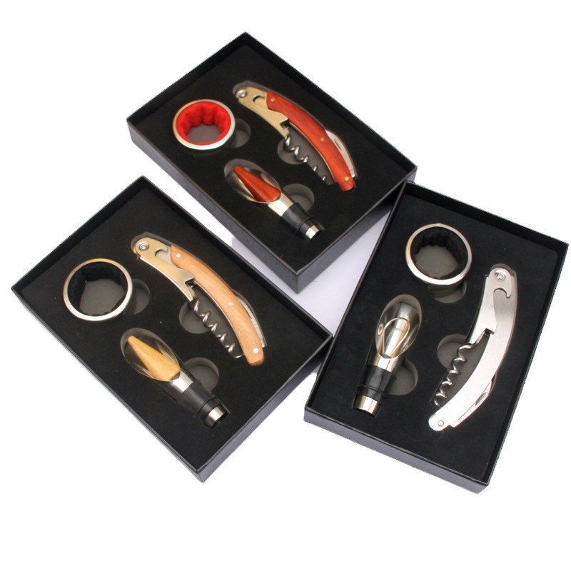 Picture of Bottle Opener Three-Piece Set Wine Tools Combination Cartons Pour Stop Drip Ring Bar Wine Tools Daily Gifts New