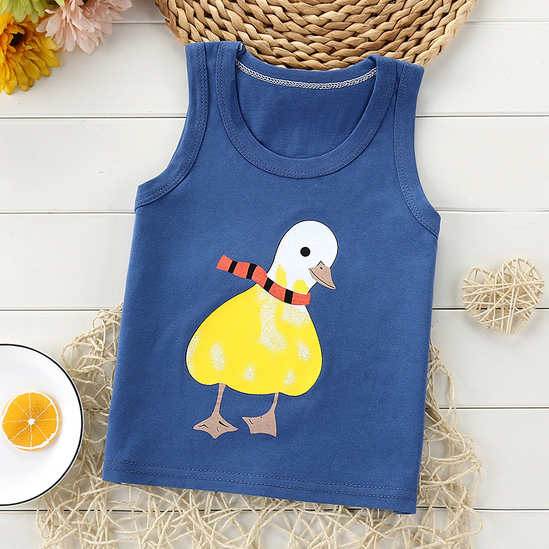Picture of Children's single-piece vest cotton summer new boys sleeveless top girls Korean version of small and medium-sized children's base shirt wholesale