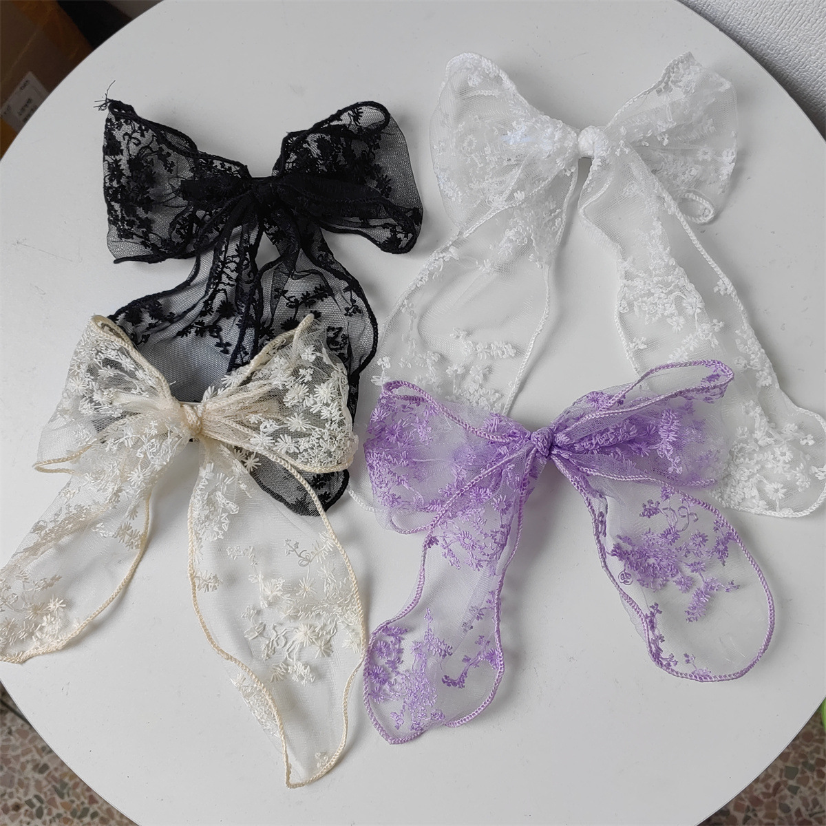 Picture of Super Fairy Lace Bow Hairpin Hairrope Sweet Temperament Top Clip Hairpin Hair Accessories Headdress Spring Clip
