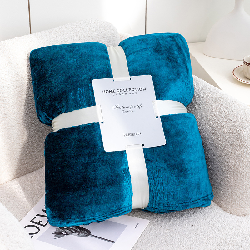 Picture of High Weight! Cross-Border Solid Color Flannel Coral Fleece Blanket, Plain Sofa Throw Blanket, Air Conditioning Nap Blanket