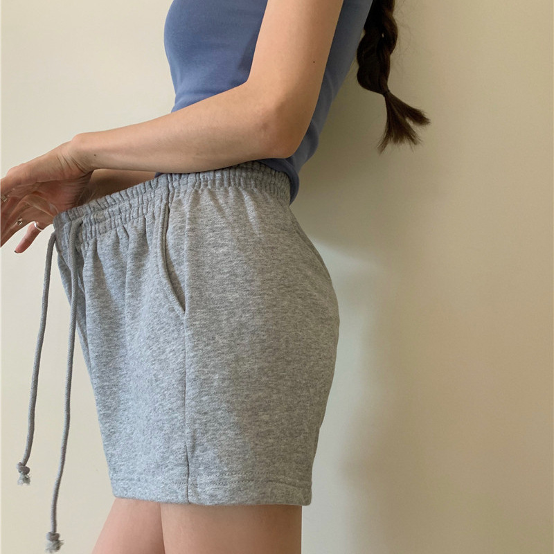 Picture of Loose casual sports pants ladies summer high waist slim straight pants 2022 new students wide leg short pants