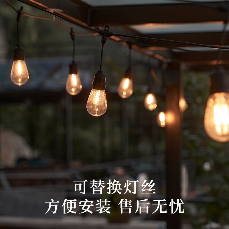 Outdoor Waterproof Decorative Light String Balcony Garden Party Wedding Decoration Courtyard Holiday Party Vintage LED String Light
