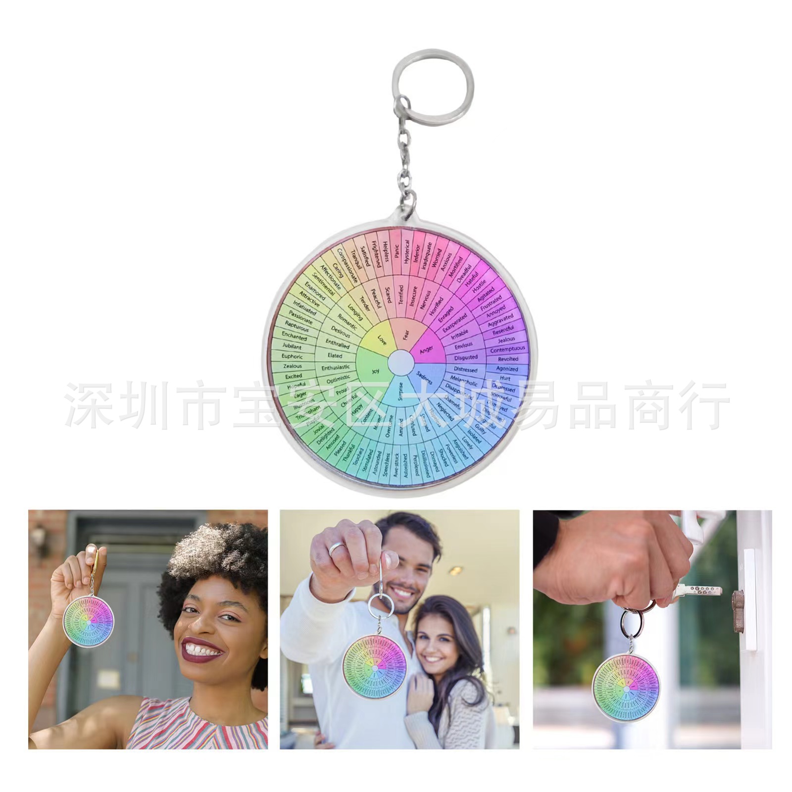 Feelings Wheel Double Sided Keychain Mood Wheel Feeling Wheel Keychain Acrylic
