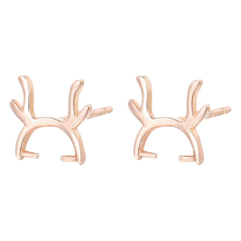 Picture of S925 Silver Empty Holder Accessories Cat Ears Antler Ear Stud Empty Holder Earrings Small Fresh Ear Stud Empty Holder Women's Cute Ring Holder