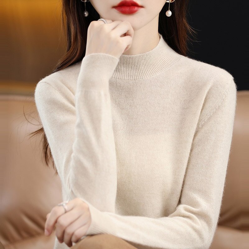 Picture of Bottoming Shirt Women's Knitted Sweater Women's Half-High Knitted Sweater Women's Cross-Border Knitwear Long-Sleeved Knitted Women's Bottoming Shirt Outer Wear