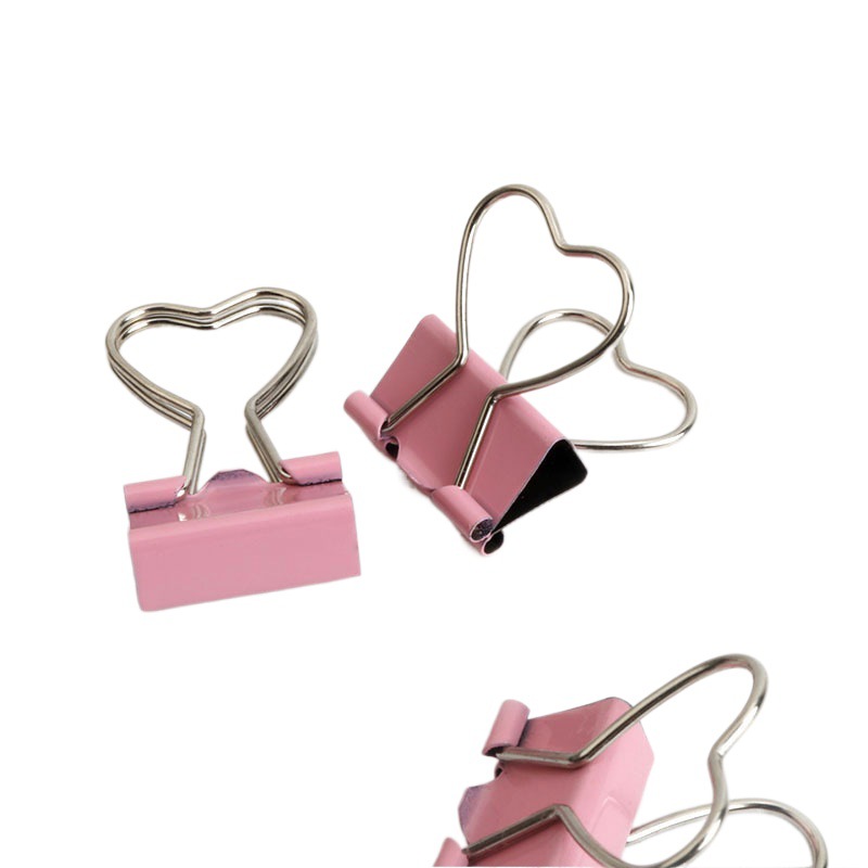 Picture of Zhengqi hardware production pink girl heart-shaped long tail clip office correction Bill file small clip sealing clip