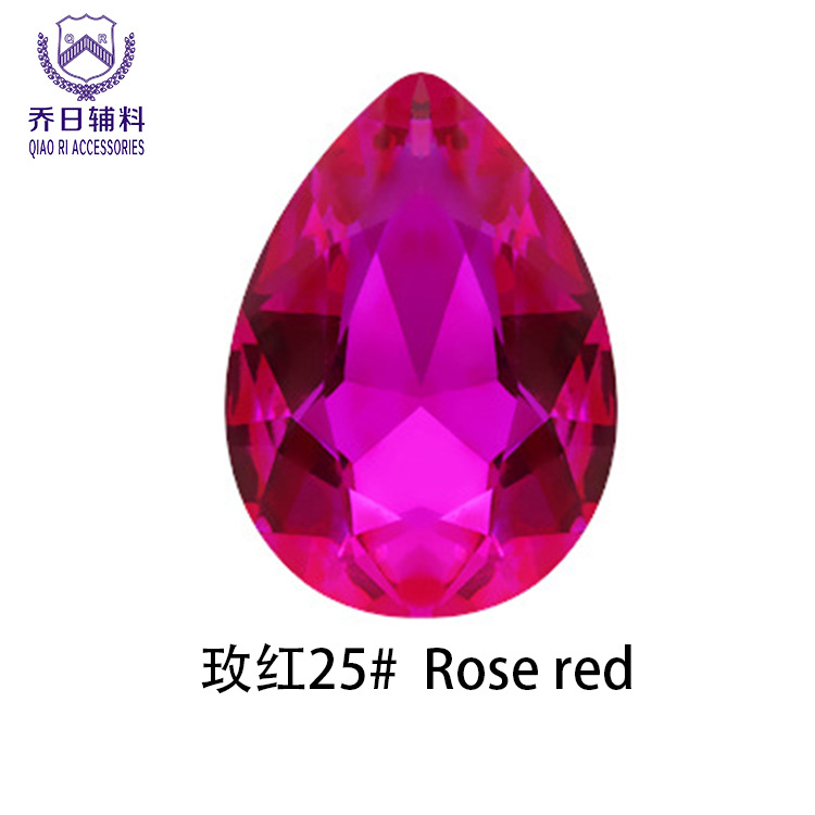 Picture of Factory wholesale 18*25 water drop double hole glass wedding dress diamond diy hair accessories shoes accessories beads in stock
