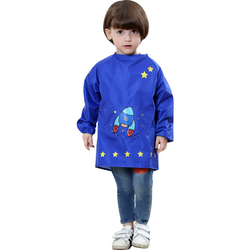 Picture of Cross-border supply of children playing sand clothing anti-dress baby eating clothes cartoon cover baby Four Seasons waterproof blouse painting