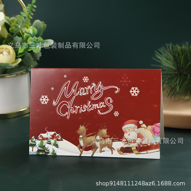 Picture of Cross-Border Amazon Christmas Greeting Card Christmas Eve Handwritten Blessing Card Flower Gift New Year Gift Card Manufacturer