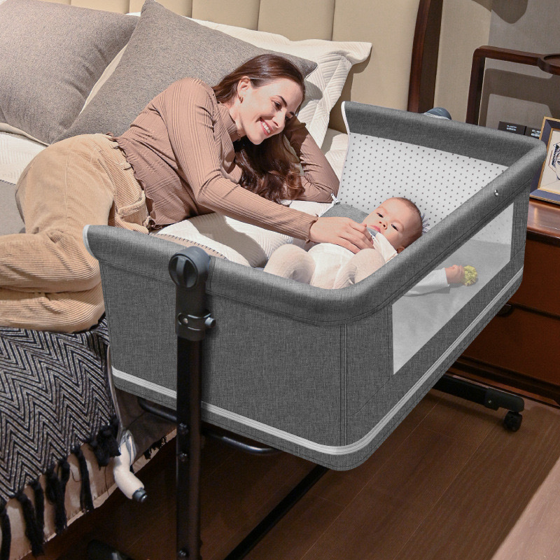 Movable Game Crib Folding Splicing Large Bed Portable Baby Bed Baby Rocking Bed Diaper Table Newborn