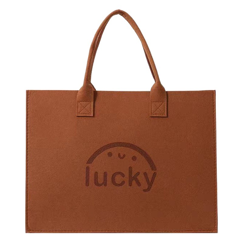 New Cute Bear Felt Tote Bag Girls Shoulder Handbag Large Capacity Tote Bag Shopping Bag Handmade