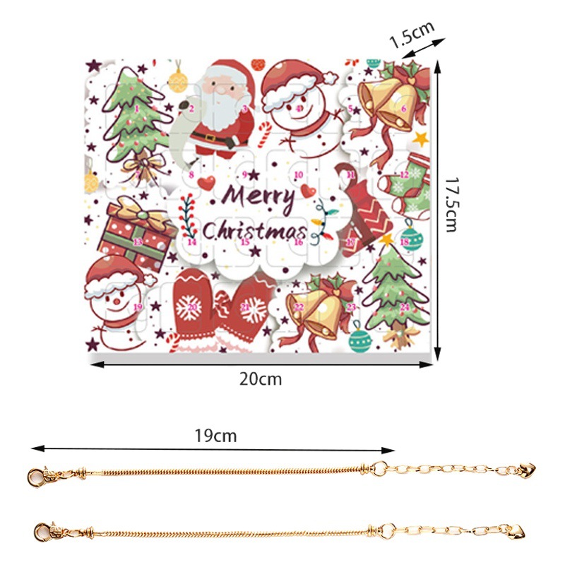 Cross-border New Santa Countdown Calendar Blind Box DIY Christmas Surprise Bracelet Necklace Jewelry suit