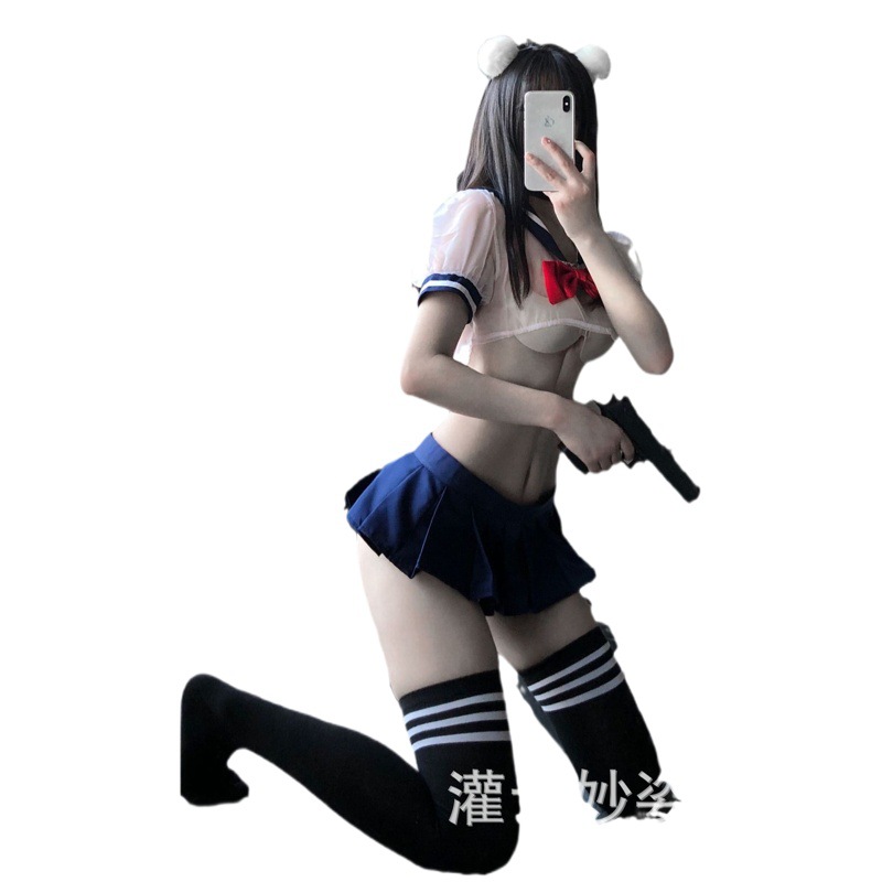Miaozi Women's Lingerie Cute Split Student Dress Sweet Sexy Student Dress Uniform Temptation Suit 2130