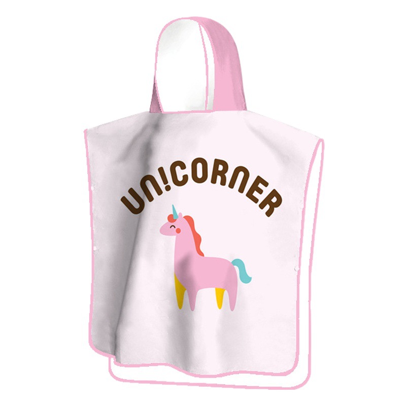 Children's Bath Towel Cape Hooded Quick-Drying Beach Towel Bathrobe Amazon Seaside Swimming Cartoon Changing Printed Bathrobe